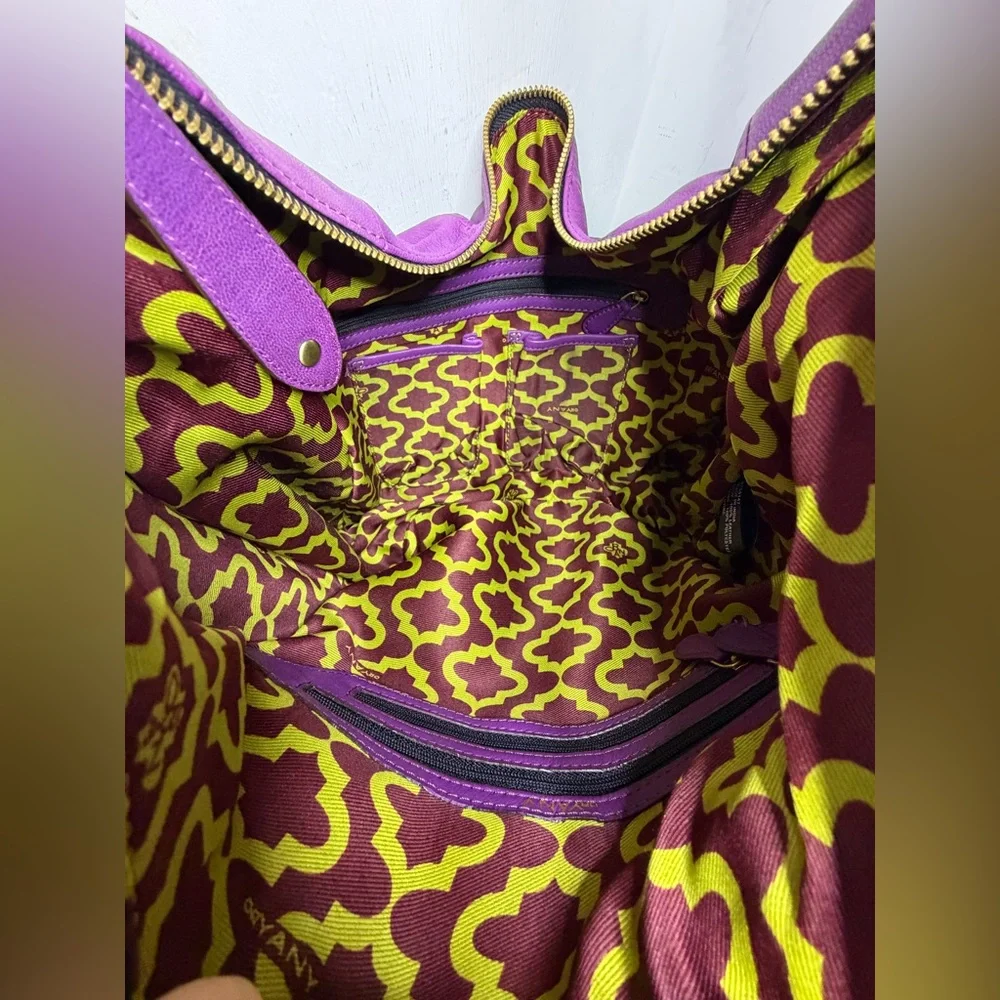 NWT orYANY Angie Lamb Leather Fringe Hobo - Purple - Picture 7 of 7